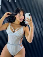 Body Brillante a Rayas con Cinturón - vista 3